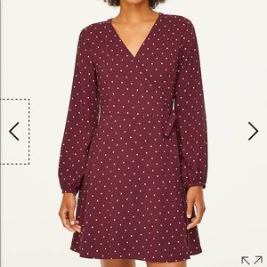 Petite Dotted Wrap Dress NWT
